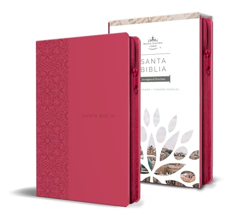 Libro Santa Biblia Simil Piel Fuccia Cremallera